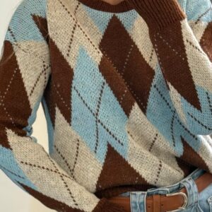 pantalón de cuadros aterciopelado con cinturón m/l