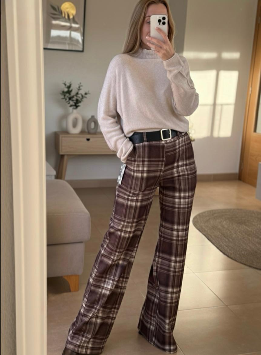 pantalón estampado de cuadros