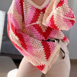 blusa de crochet estilo boho en tonos marrones