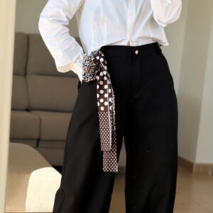 Home pantalón wide leg con cintura elástica y detalle joya