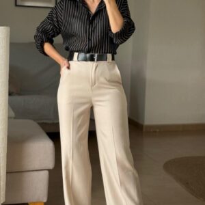 Home pantalón wid leg beige