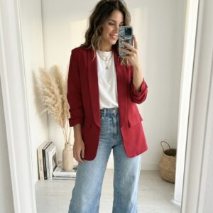 blazer roja manga fruncida