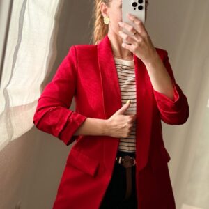 blazer roja manga fruncida