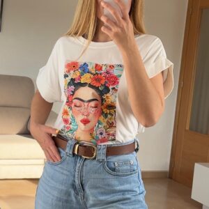 camiseta algodón frida flores