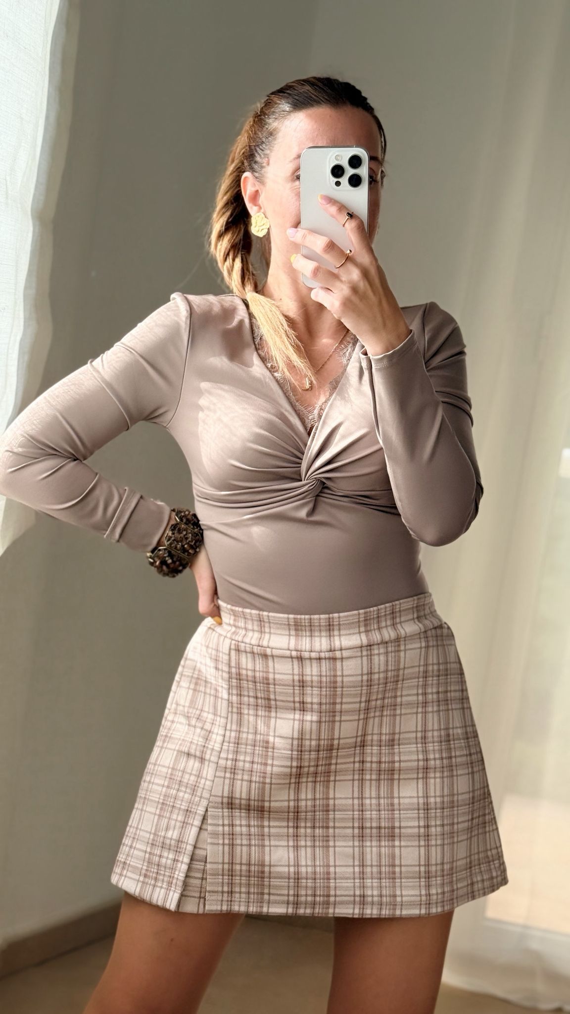 skort de ante aterciopelado a cuadros skort de ante aterciopelado a cuadros