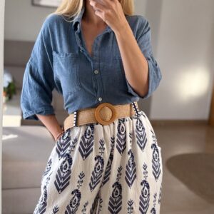 camisa 100% algodón azul