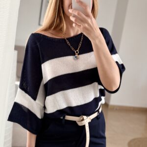 suéter navy azul blanco