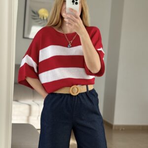 suéter navy rojo y blanco