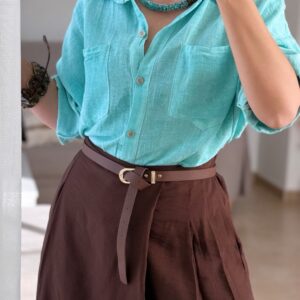 camisa algodón turquesa