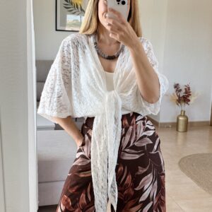 kaftan de encaje blanco