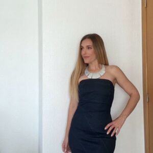 vestido largo denim palabra de honor