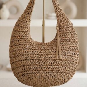 Home bolso de media luna de rafia