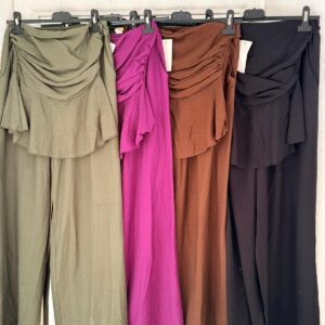 Home conjunto andrea – blusa palabra de honor y pantalón fluido
