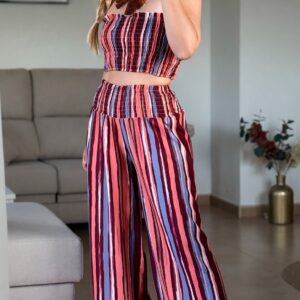 Home conjunto dos piezas estampado rayas