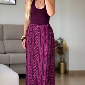 Home falda pantalón midi pareo estampado Étnico fucsia y morado