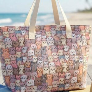 Home bolso de gran capacidad de vinilo estampado gatitos