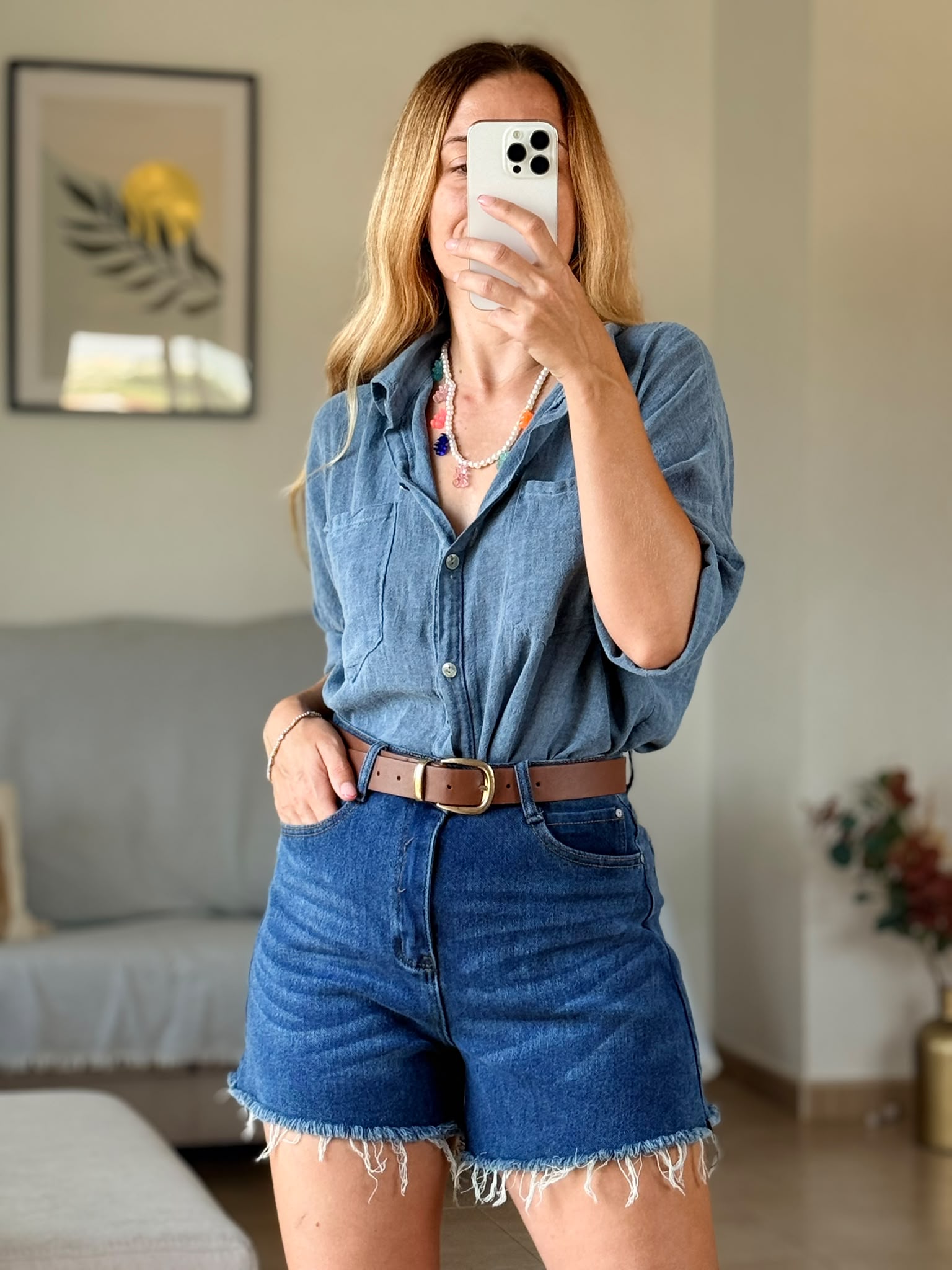short denim desfelcado con camsia cotton short denim desfelcado con camsia cotton