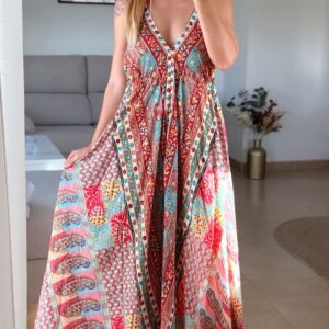 vestido largo estampado paisley con espalda descubierta