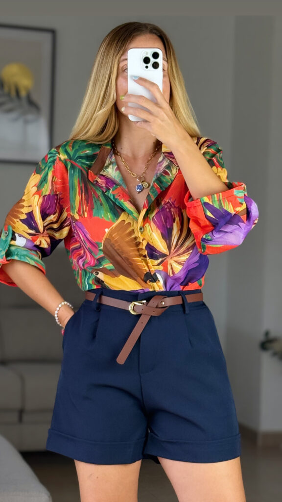 Home camisa estampada tropical loros