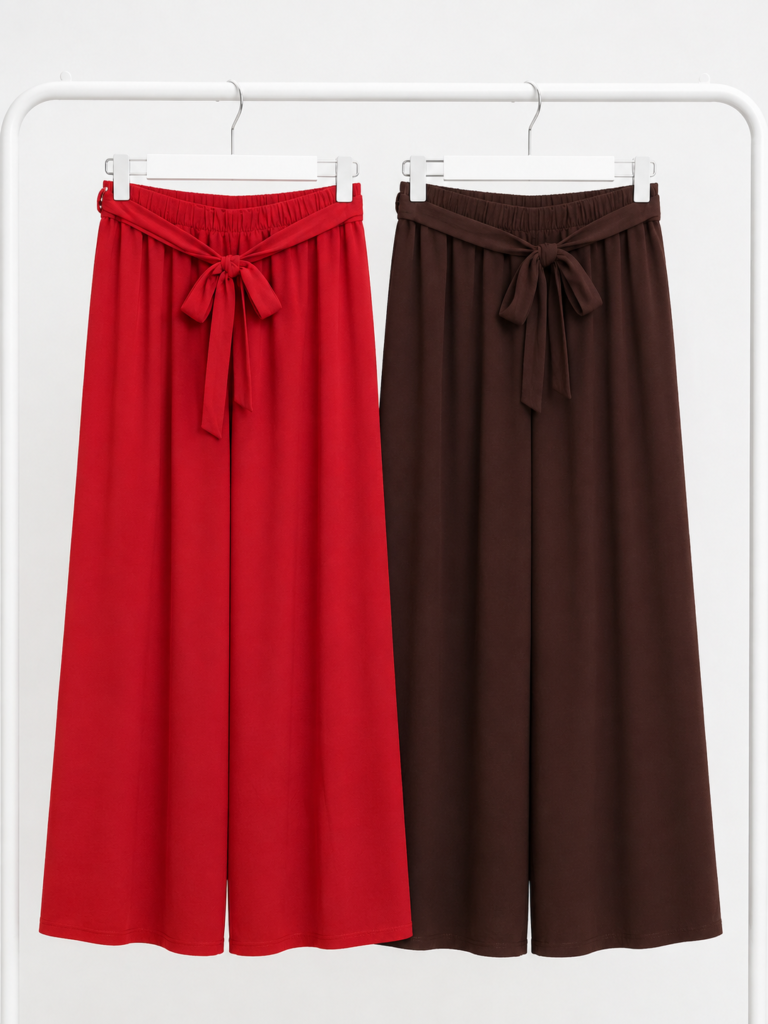 pantalón largo fluido de gasa con lazada