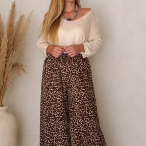 pantalón largo fluido estampado animal print