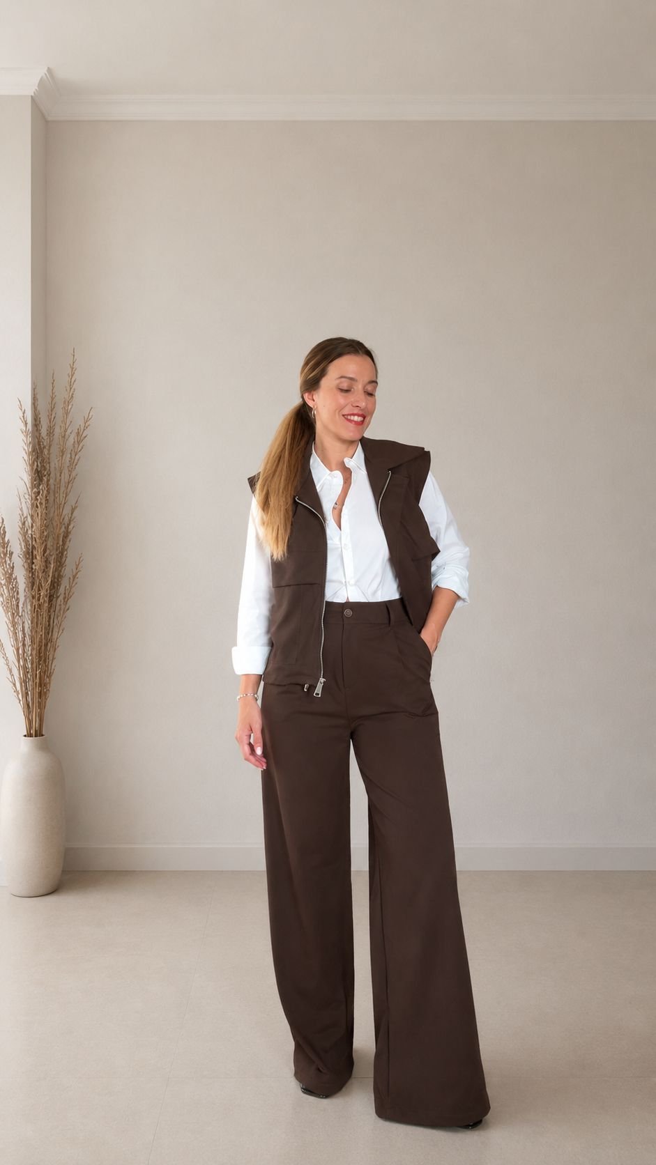 pantalón tejido cargo marrón pantalón tejido cargo marrón