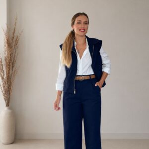 pantalón tejido cargo azul marino