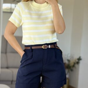 camiseta de punto rayas amarillo pastel