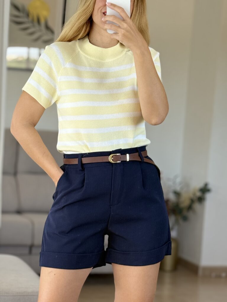 camiseta de punto rayas amarillo pastel