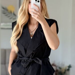 chaleco negro tejido efecto nylon