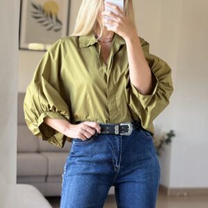 camisa francesa popelín verde