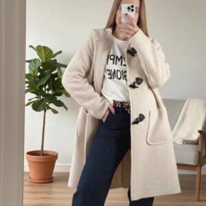abrigo borrego crema trench puesto
